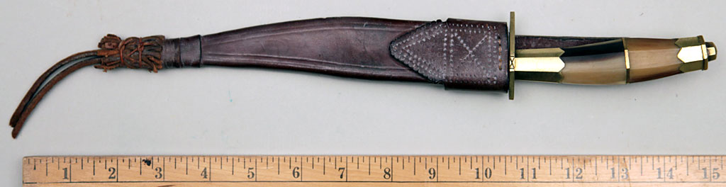 Philippine Bowie Knife with Leather Sheath, 20th Century