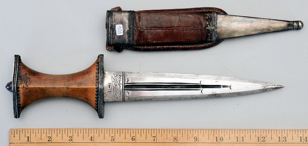 Sudanese Arm Dagger and Sheath with Silver Trim