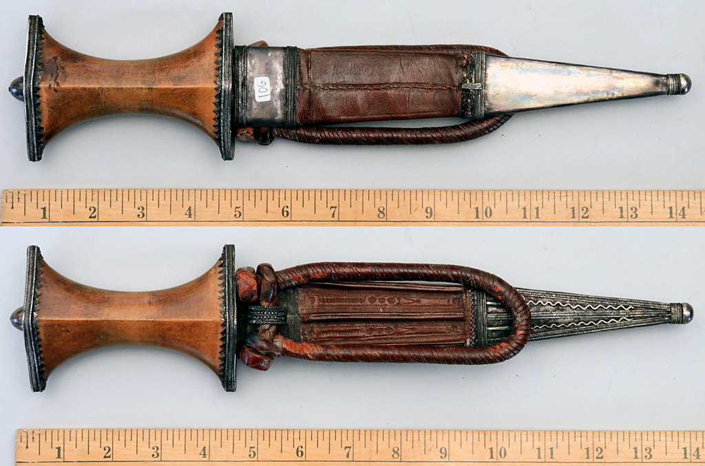 Sudanese Arm Dagger and Sheath with Silver Trim