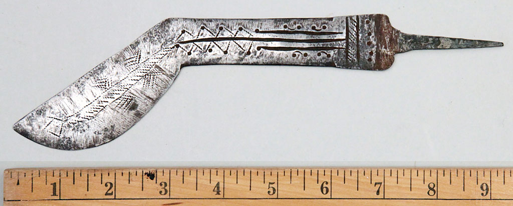 Decorated Blade from an East African Beja Hadendoa 'Hooked Blade' Dagger