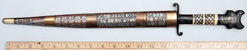 Long Double Edged Dagger with Decorated Hilt and Scabbard