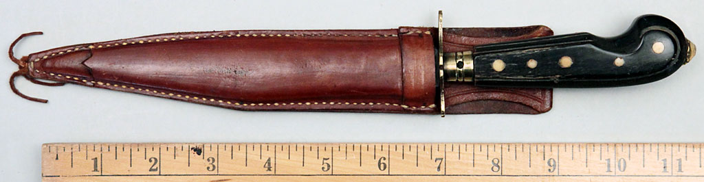 Philippine Dagger with Brass and Horn Hilt and Leather Sheath